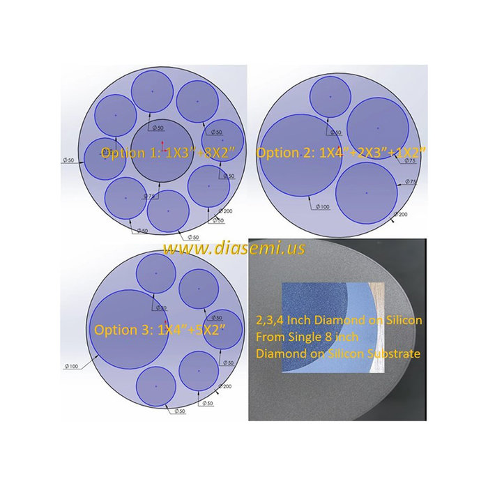 MPCVD Diamond Coated Silicon Wafer 2,3,4,5,6 inch