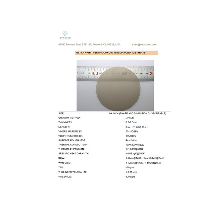 Ultra high thermal conductive diamond wafer