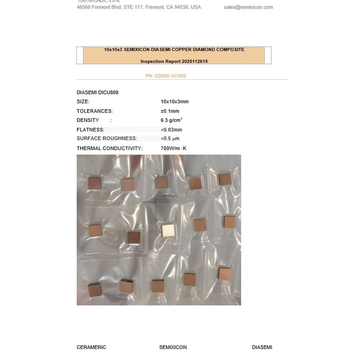diasemi diamond and copper composite10x10x3mm