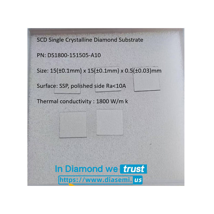 MPCVD SCD Single Crystalline Diamond 15x15x0.5mm